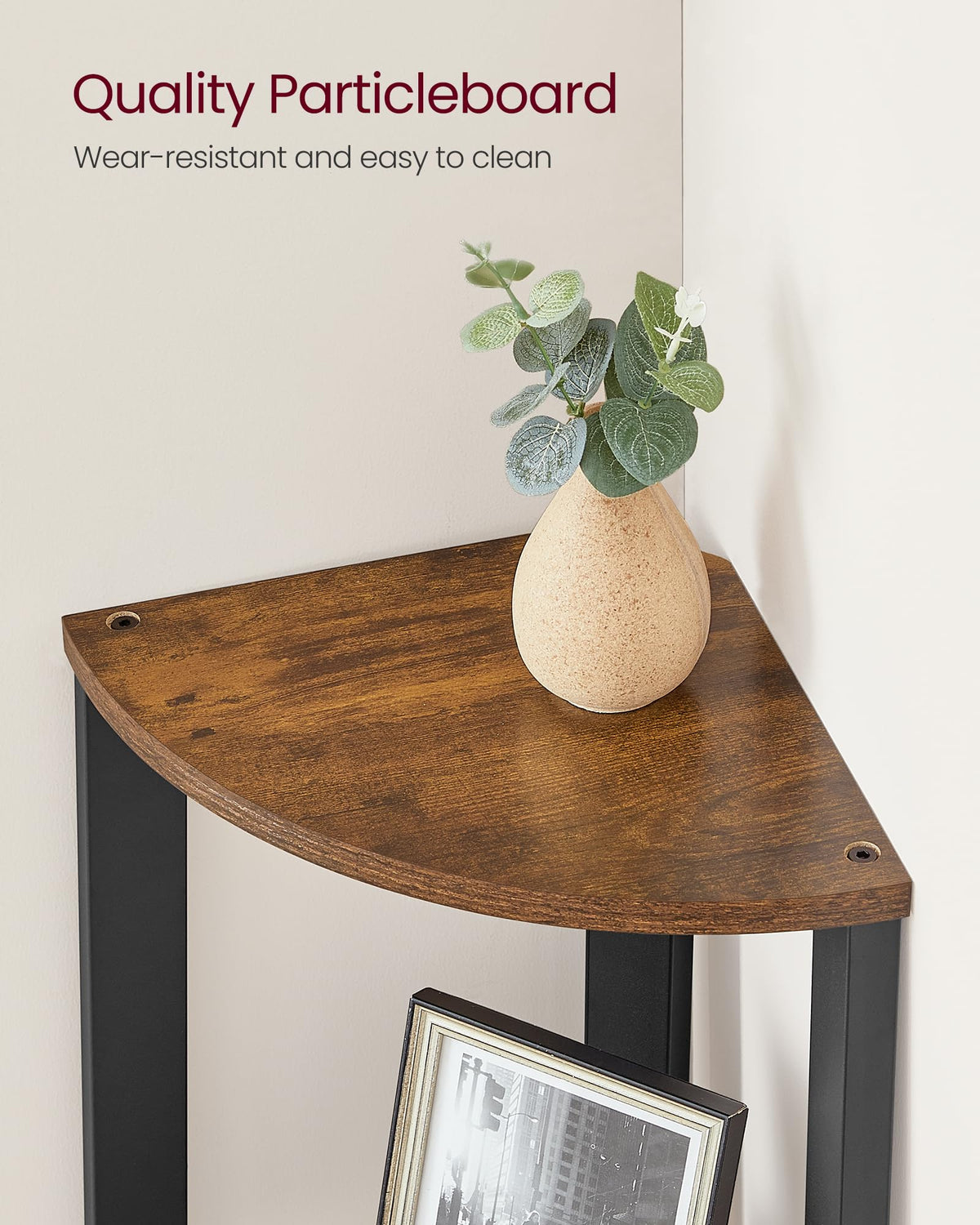 VASAGLE Corner Shelf Stand, 4-Tier Corner Bookshelf, Industrial Ladder Shelf, Plant Stand for Living Room, Office, Kitchen, Rustic Brown and Matte Black ULLS34X ๐ All In One Marketplace Canada