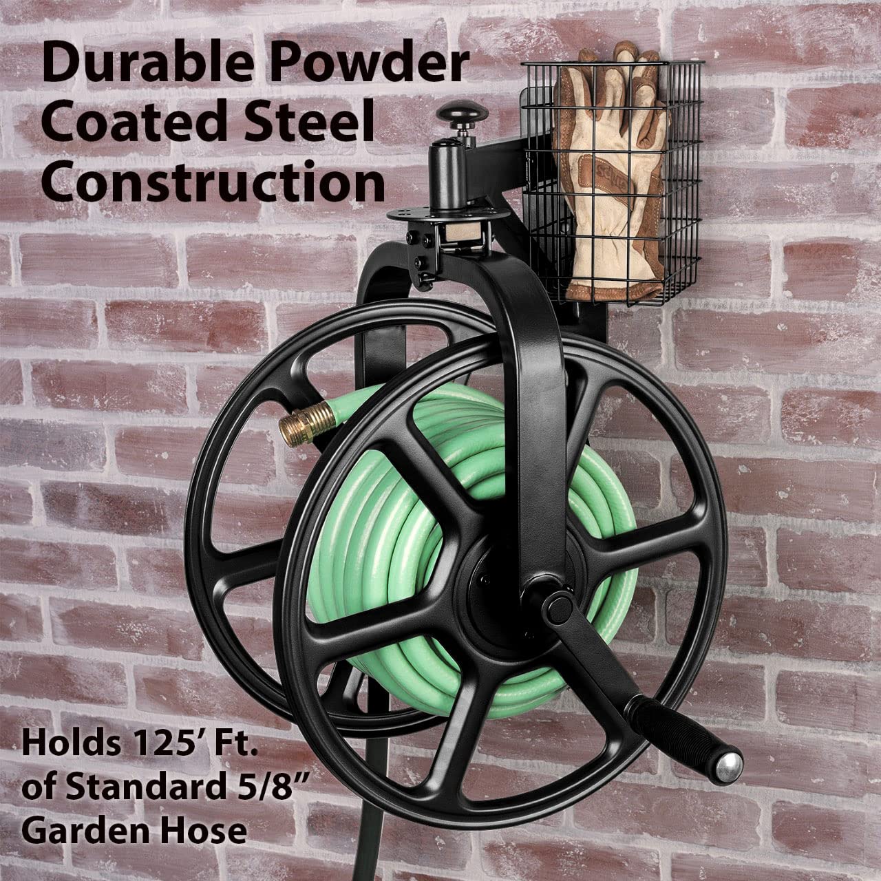Liberty Garden 712-B Single Arm Navigator Multi-Directional Garden Hose Reel, Holds 125-Feet of, 5/8-Inch, Black, Height: 22.00", Width: 20.25", Depth: 18.6", Weight: 12.50 lbs ๐ All In One Marketplace Canada