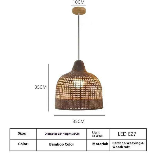 Retro Wooden Rattan Chandelier โ Modern Pendant Ceiling Light for Dining Room, Living Room & Bedroom