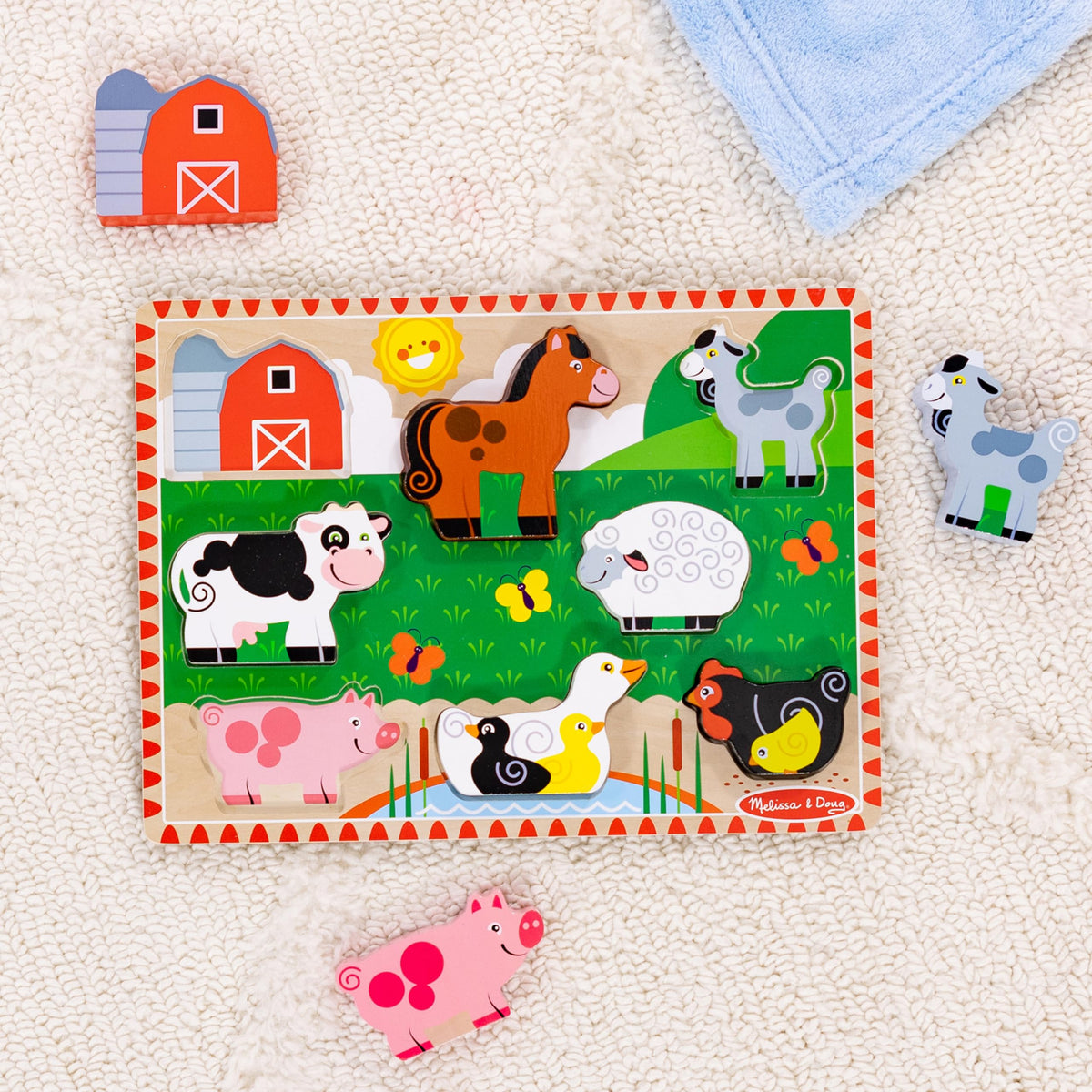 Melissa & Doug Farm Animals Wooden Chunky Puzzle 8-Piece Set ๐ All In One Marketplace Canada