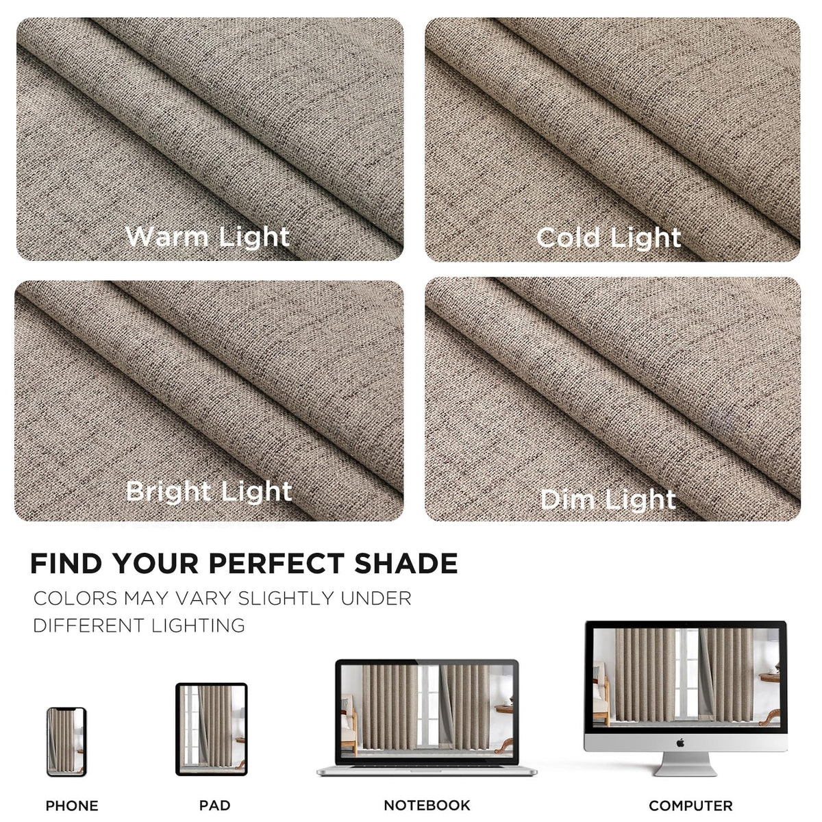 Joydeco Blackout Curtains for Bedroom - 96 Inch Long 100% Light Blocking 2 Panels Set Linen Drapes, Thermal Insulated Room Darkening Curtains, Linen Textured for Living Room, Rod Pocket & Back Tabs ๐ All In One Marketplace Canada