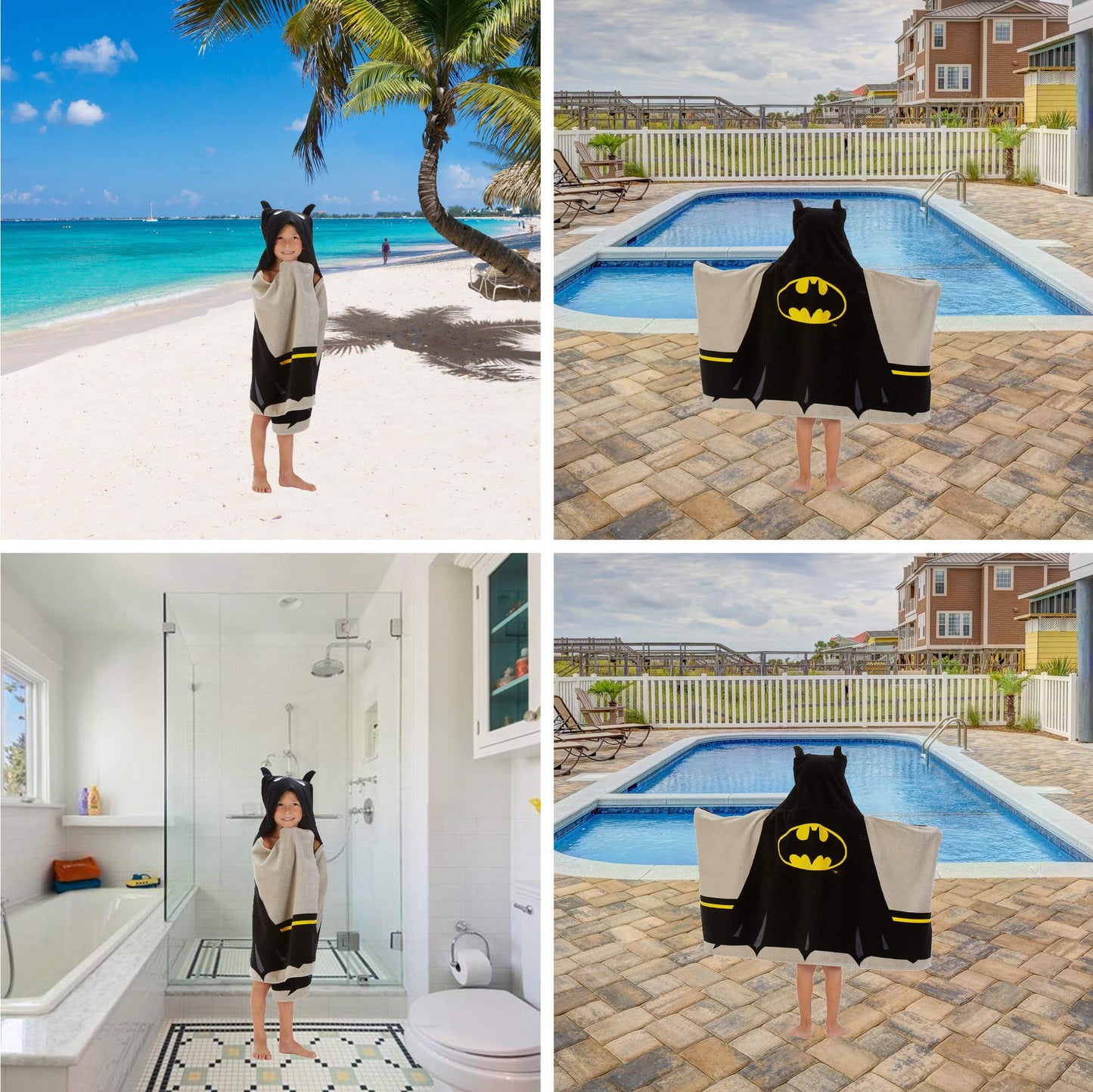Batman Kids Bath/Pool/Beach Super Soft Cotton Terry Hooded Towel Wrap, 24" x 50", (Officially Licensed Product) By Franco ๐ All In One Marketplace Canada