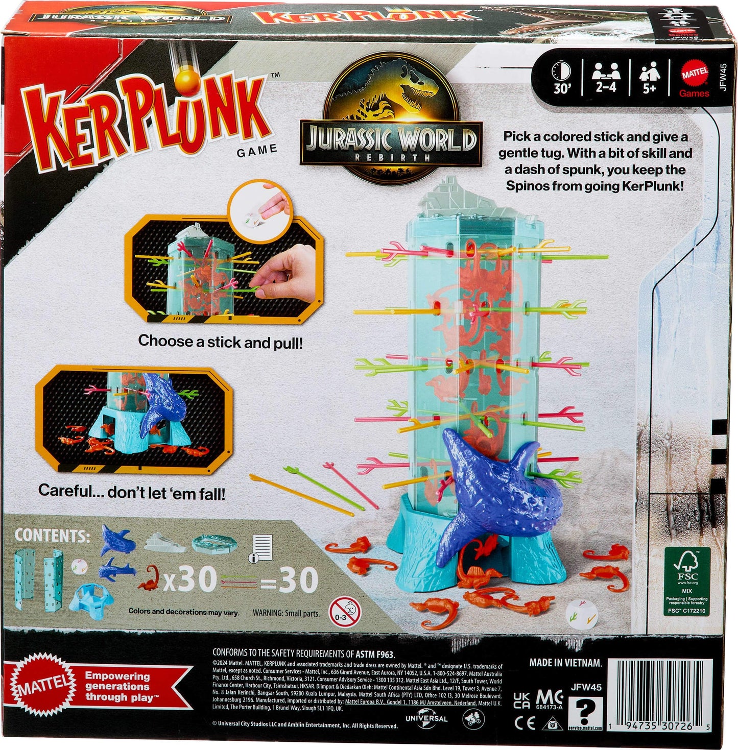 Mattel Games Kerplunk Jurassic World Rebirth Game for Kids & Family with Ocean Tower and Spinosaurus Figures Inspired by the Movie. ๐ All In One Marketplace Canada