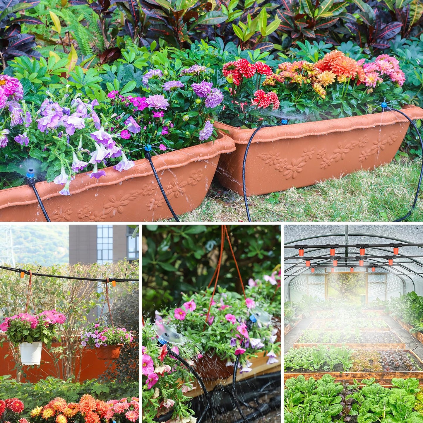 MIXC 101FT Drip Irrigation System, Easy to Setup Automatic Garden System with Anti-UV 1/4" & 1/2" Tubing - Water-Saving Adjustable Nozzles & Sprinklers for Patio, Greenhouse, Raised Bed, Potted Plants π All In One Marketplace Canada