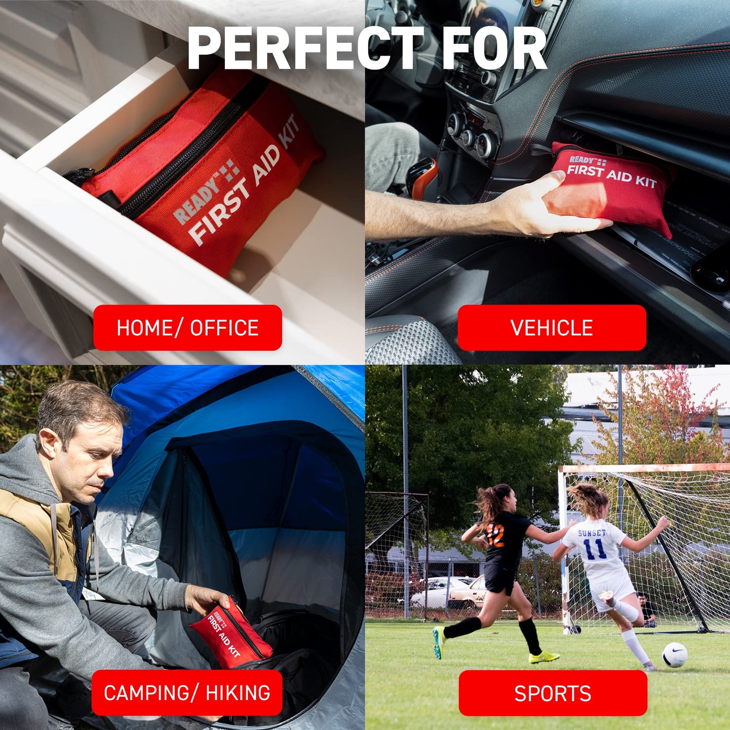 Ready First Aid 107 Piece First Aid Kit - Camping, First Aid Kit, Camping Essentials, Hiking, Home Essentials, Car Emergency Kit, Hiking Gear, First Aid Kit Travel, Car Essentials, Survival Stuff ๐ All In One Marketplace Canada