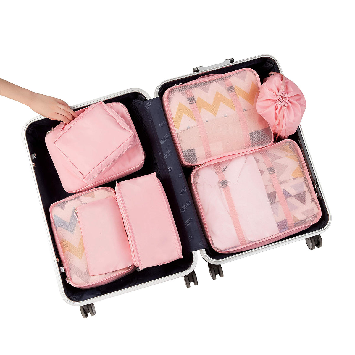 BAGAIL 8 Set Packing Cubes, Lightweight Travel Luggage Organizers with Shoe Bag, Toiletry Bag & Laundry Bag (Blush Pink) ๐ All In One Marketplace Canada