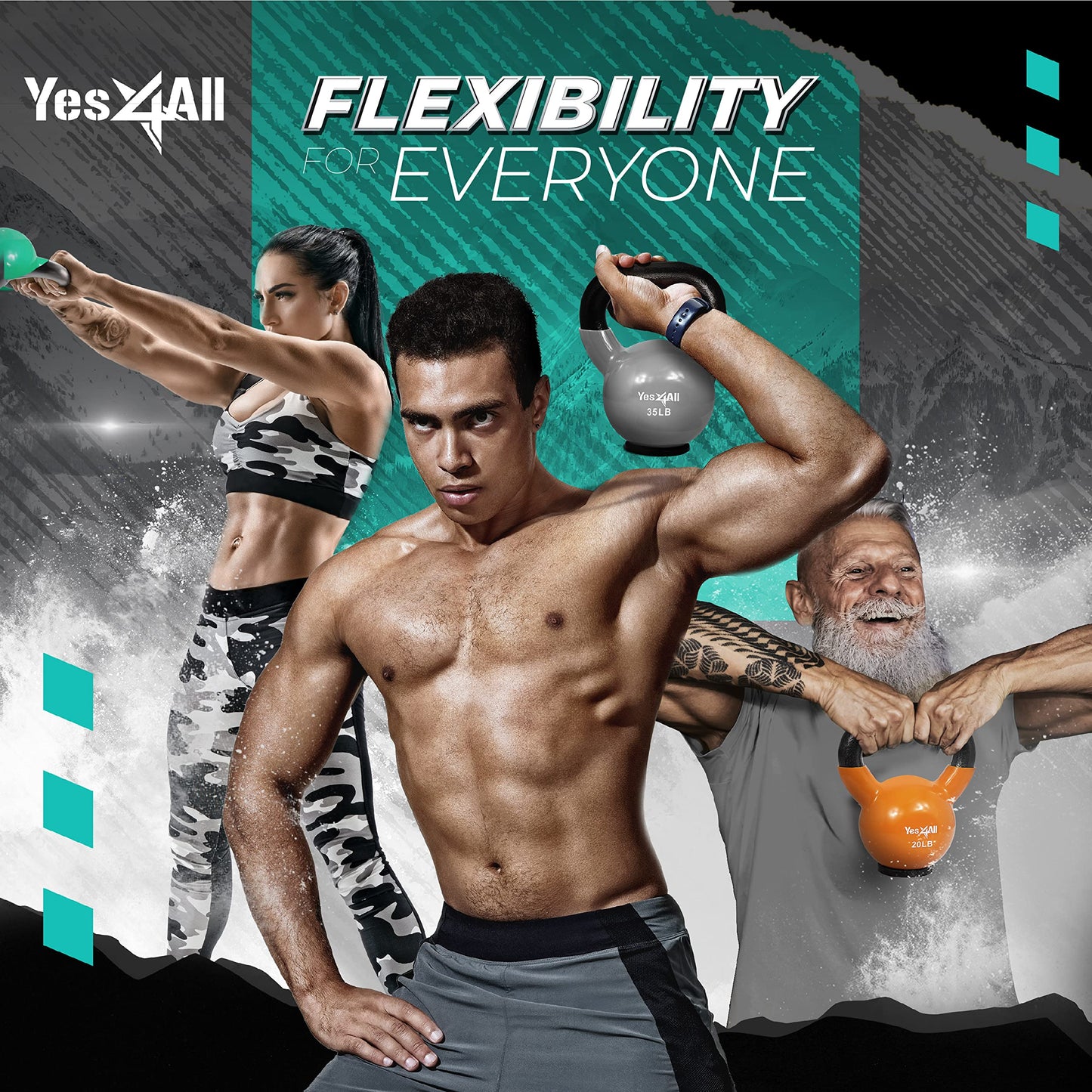 Yes4All Vinyl Coated Kettlebell with Protective Rubber Base, Strength Training Kettlebells for Weightlifting, Conditioning, Strength & Core Training (10 lbs - Mint) ๐ All In One Marketplace Canada