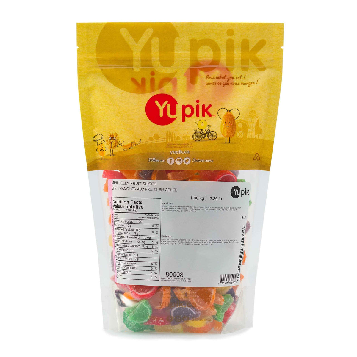 Yupik Mini Jelly Fruit Flavored Slices, 1 kg , 6 Count, Gluten-Free, Colorful Candy, Soft & Chewy, Fruity Flavors, Sugary Coating, Delicious Snacks, Ideal for Gifting, Halloween & Holidays