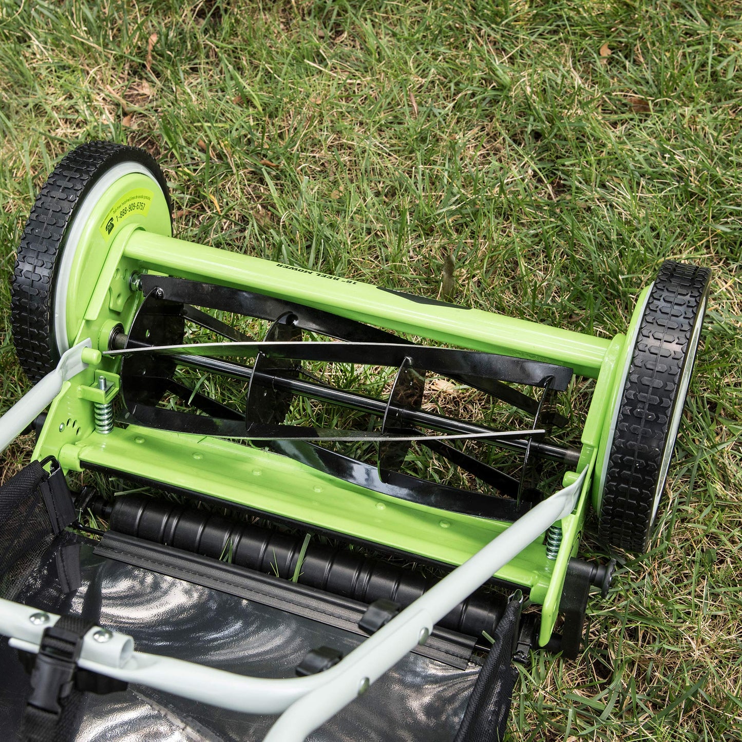 Greenworks 16-Inch Reel Lawn Mower with Grass Catcher 25052,Black/Green, 47" D x 22" W x 29.75" H ๐ All In One Marketplace Canada