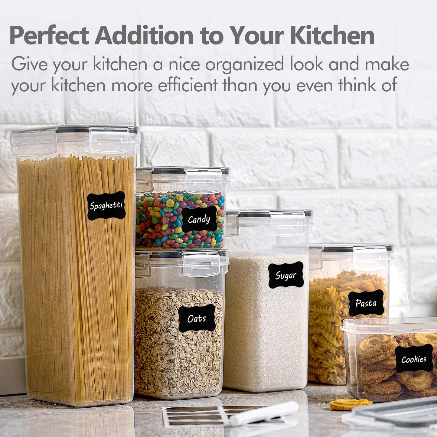 Vtopmart 32pcs Food Storage Container Set, Kitchen & Pantry Organizers and Storage, Plastic Airtight Container with Lids for Cereal, Flour and Sugar, Includes 32 Labels ๐ All In One Marketplace Canada