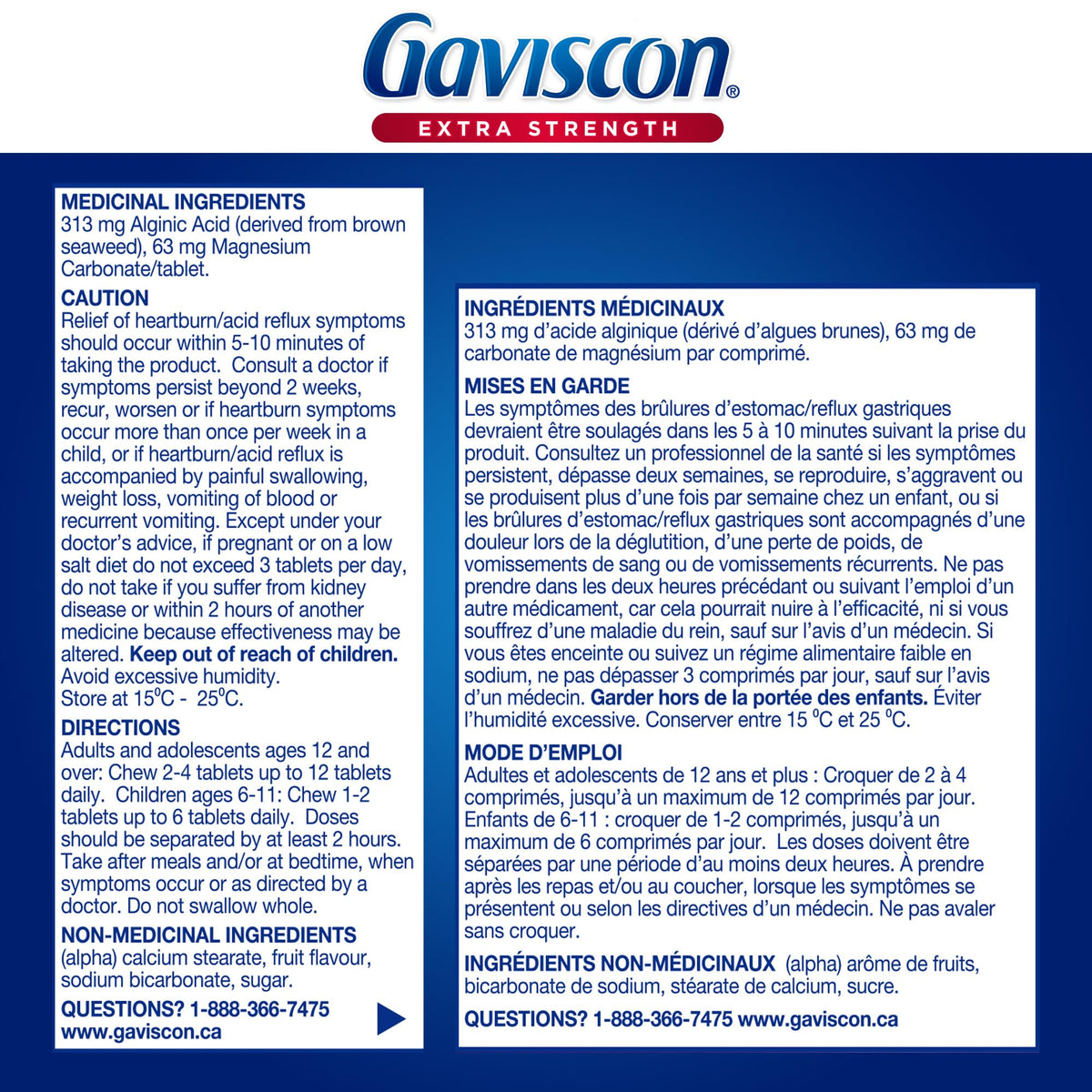 Gaviscon Extra Strength Tablets - 120 Count - Chewable Foaming Antacid Tablets for Day and Night Heartburn Relief, Acid Reflux and GERD Relief, Fruit Blend - Free of Aluminum, Lactose and Gluten ๐ All In One Marketplace Canada