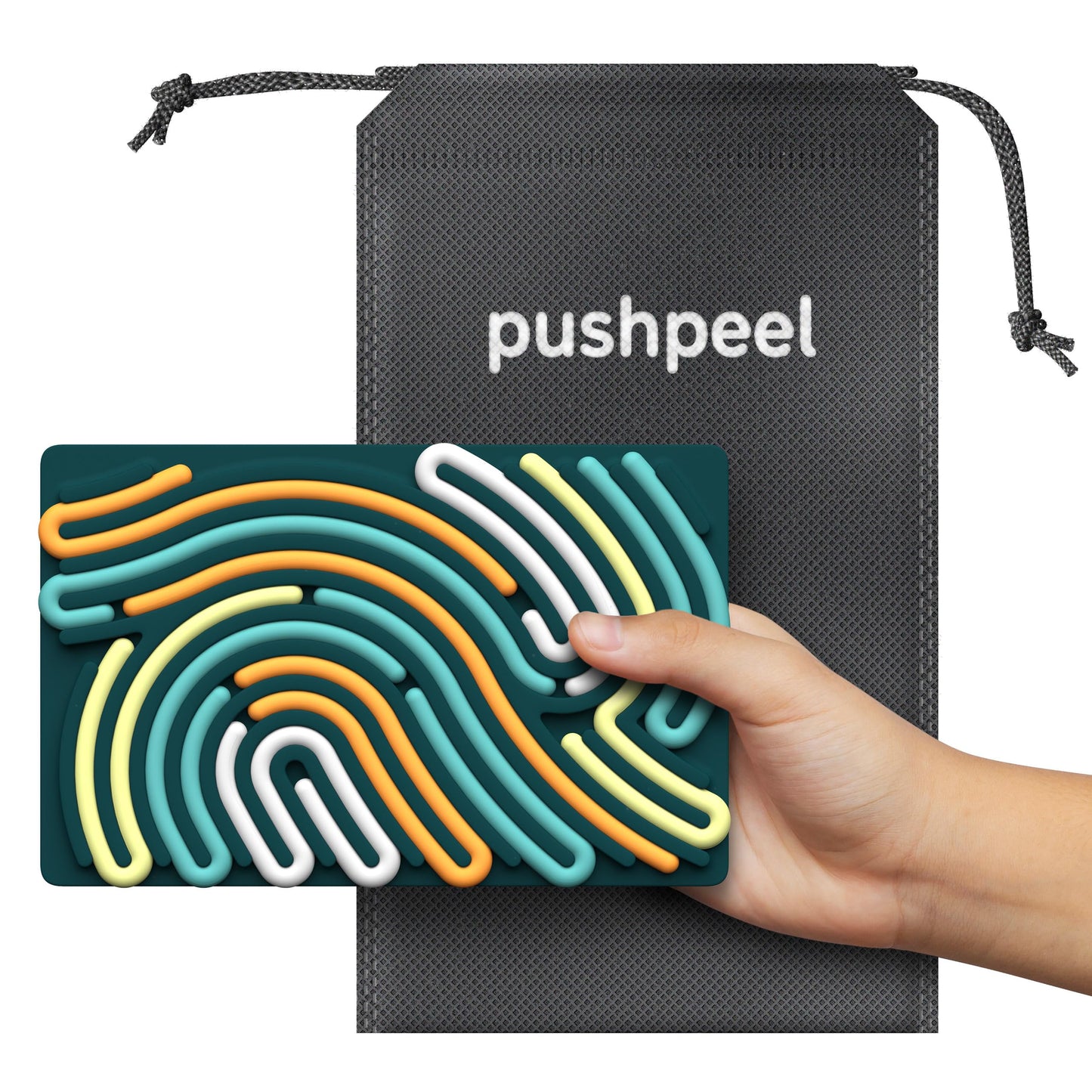 Pushpeel Sensory Activity Board: Silicone Fidget Toy for Calming, Stress, Anxiety, ADHD & Autism | Silent, No Mess | Kids 3+ & Adults | Includes Portable Travel Bag & 11 Strings (Spruce) ๐ All In One Marketplace Canada