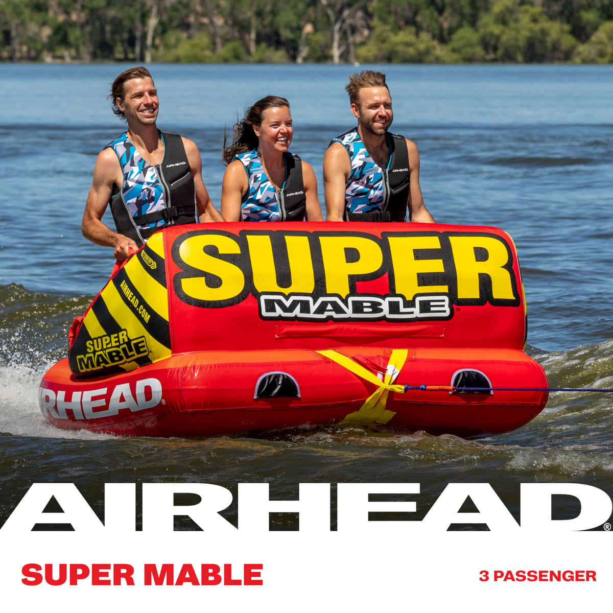 Airhead Super Mable, 1-3 Rider - Inflatable Towable Tube for Boating and Water Sports, Heavy Duty Full Nylon Cover & Zipper with EVA Foam Padding, Easy Inflating & Deflating ๐ All In One Marketplace Canada