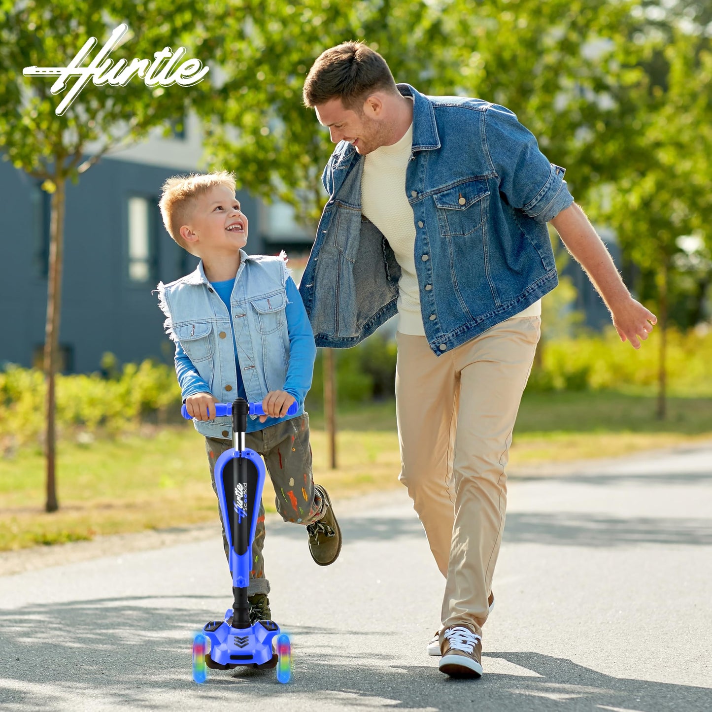 Hurtle - 3 Wheel Foldable Kick Scooter for Kids & Toddlers (Blue CA) ๐ All In One Marketplace Canada