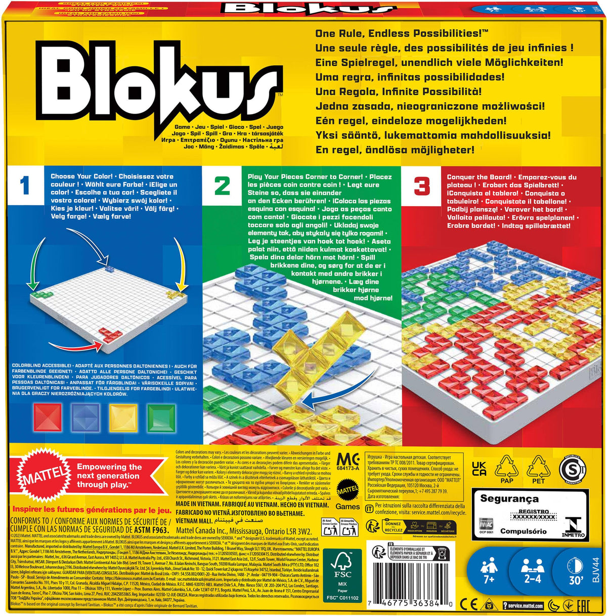 Mattel Games Blokus Strategy Board Game for Kids & Families with Color Blind Accessible Pieces & Just One Rule ๐ All In One Marketplace Canada