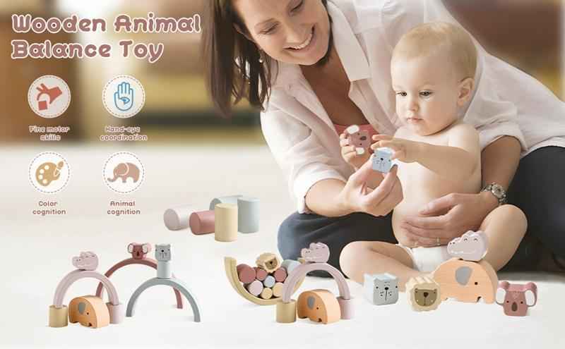Animal Stacking Set — Wooden Balance & Stacking Toy | Wild Baby