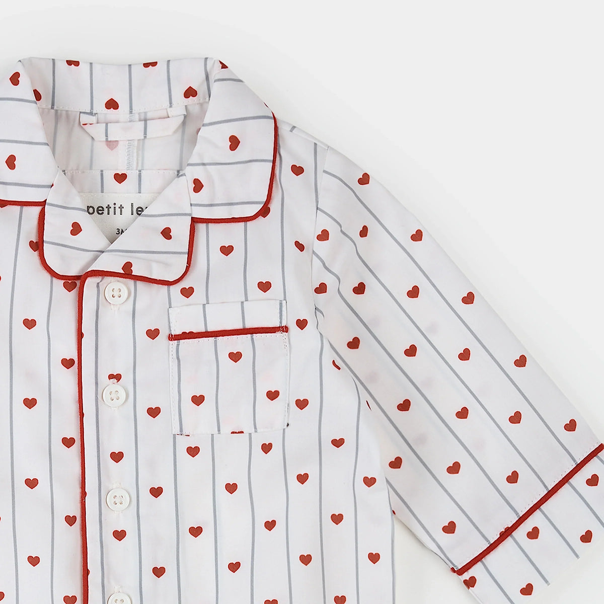 Heart Stripe on Poplin Romper | Petit Lem