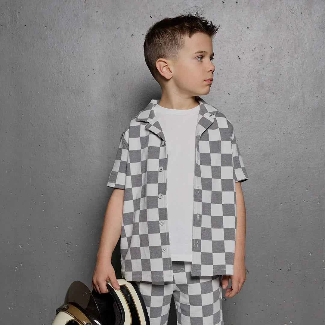 Knit Shorts | Light Grey Check | Miles the Label