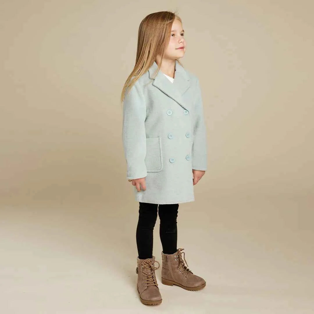 Cloud Blue Girl's Double-Breasted Coat | Miles The Label