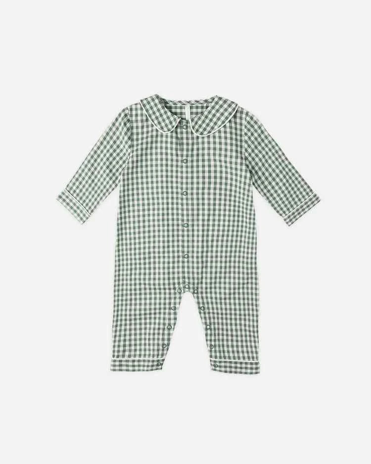Baby Pajama Romper | Evergreen Gingham | Rylee & Cru