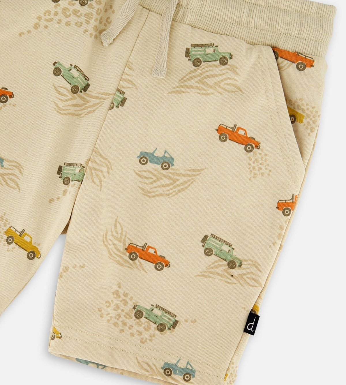 French Terry Shorts | Jeep Print on Beige | Deux Par Deux