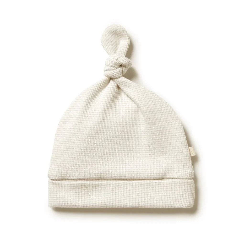 Organic Stripe Rib Knot Hat | Oatmeal | Wilson + Frenchy