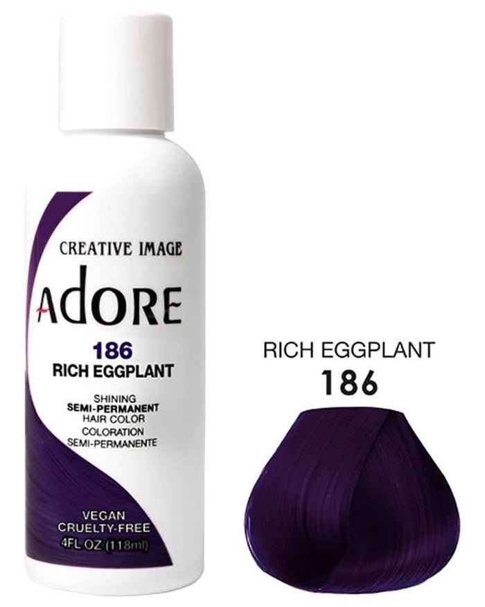 Adore Semi-Permanent Hair Solor - Rich Eggplant 186 4 oz