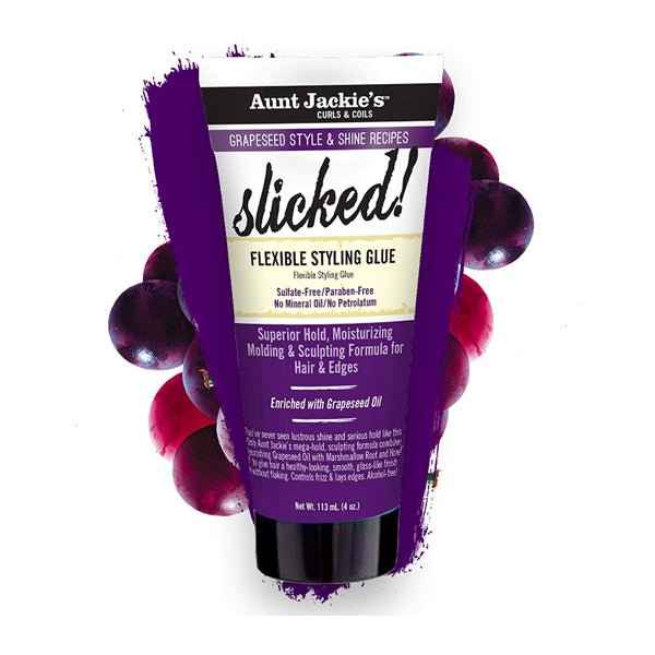 Aunt Jackie's Grapeseed Frizz & Shine Recipes Slicked! Flexible Styling Glue 4 oz