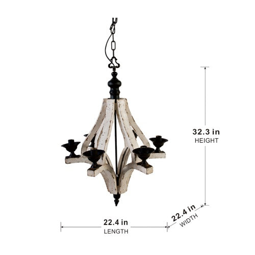 6-Light Wood Chandelier with Adjustable Chain (United States Delivery Only)