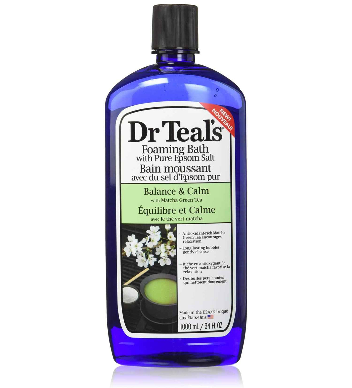 Dr Teal's Foaming Bath W/ Pure Epsom Salt Balance & Calm - Matcha Green Tea 34 oz