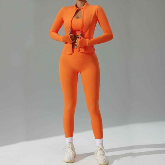 Three-Piece Running & Workout Set – Quick-Dry Sportswear with Cardigan