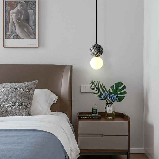Terrazzo Glass Pendant Light - Modern Nordic Cement Chandelier for Restaurant Bar