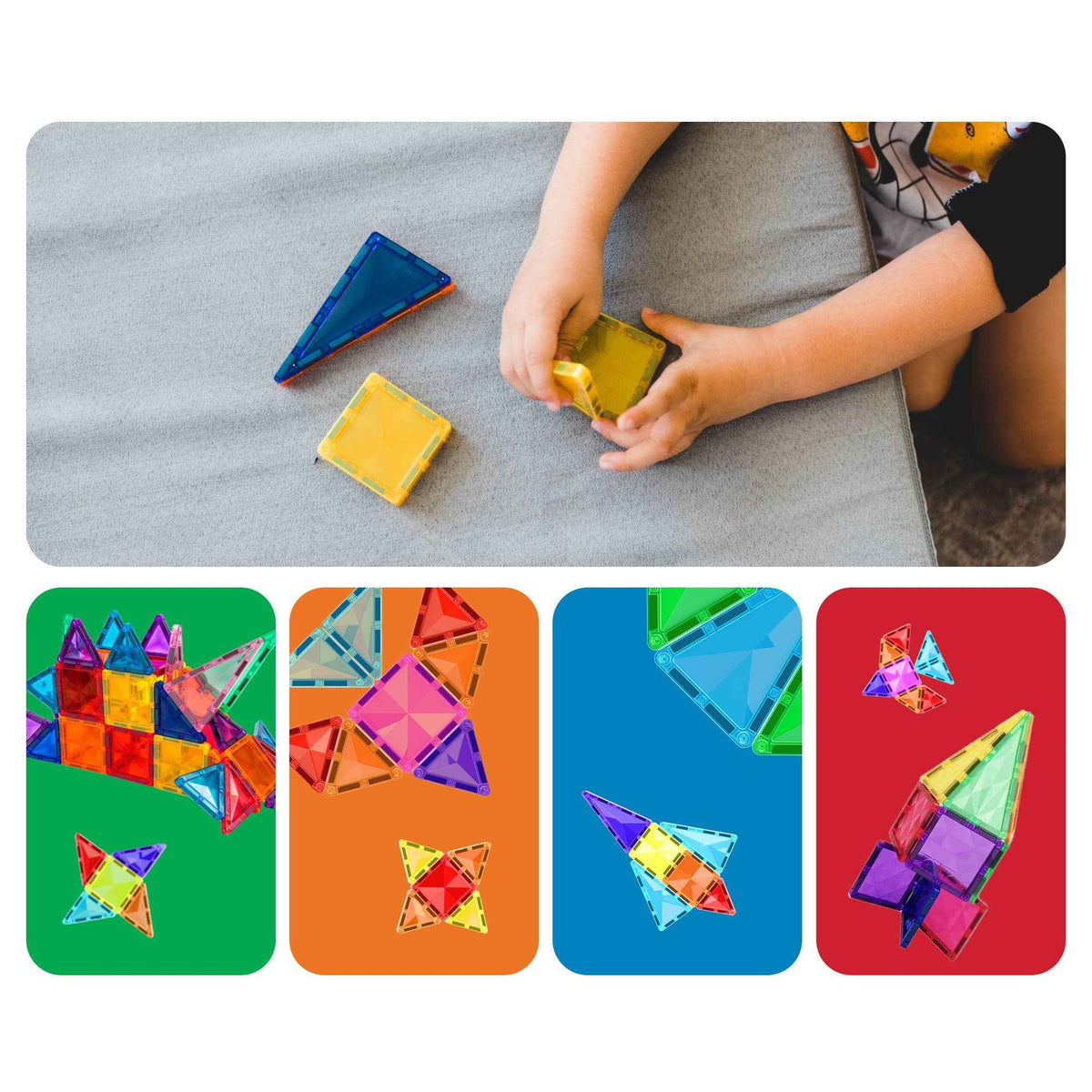 PicassoTiles 40-Piece Travel Size Magnetic Tile Building Set - Ages 3+