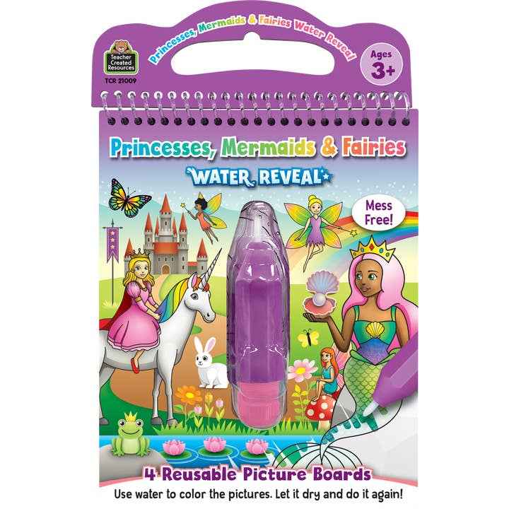 Teacher Created Resources - Princesses, Mermaids & Fairies Water Reveal Reusable Coloring Book - Ages 2+