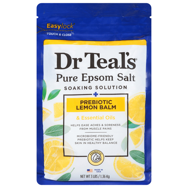 Dr Teal's Pure Epsom Salt Soaking Solution Prebiotic Lemon Balm 3 lbs