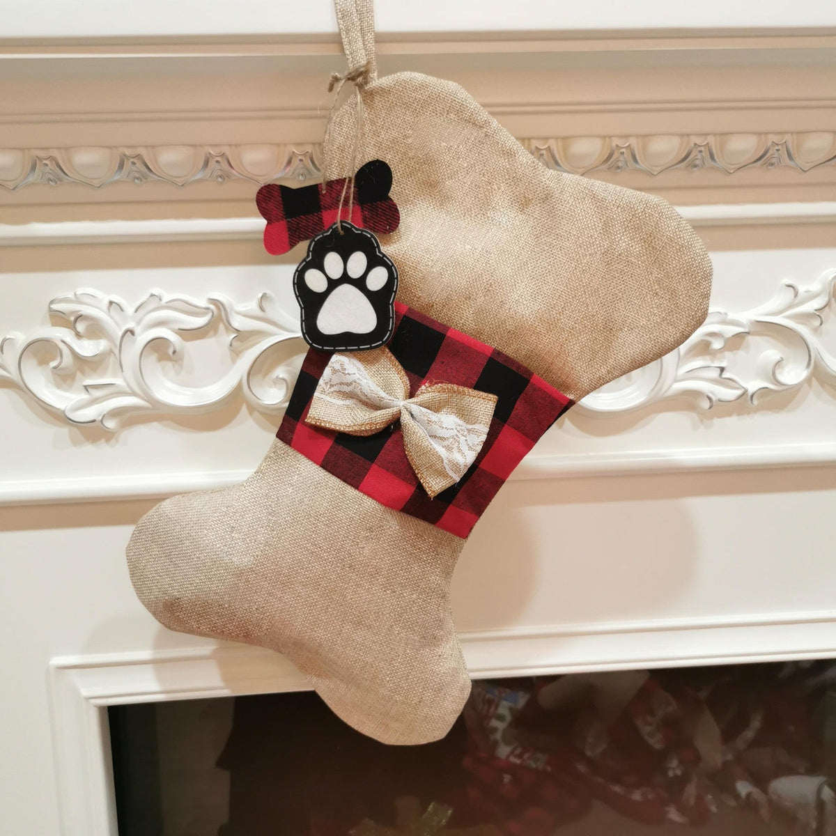 Christmas Pet Socks Gift Bag, Polyester Holiday Stockings