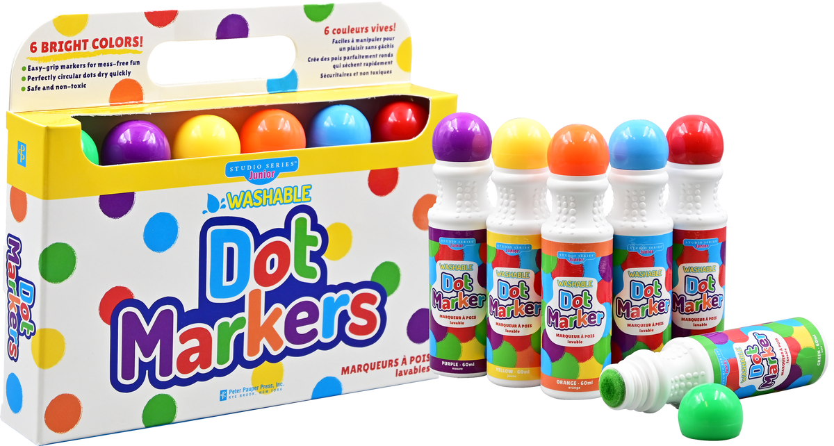 Peter Pauper Press - Studio Series Junior Washable Dot Markers (Set of 6) - Ages 3+