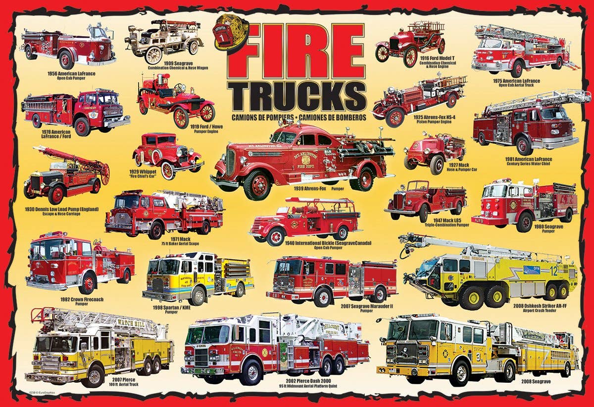 Eurographics Fire Trucks 100-Piece Puzzle - Ages 5+