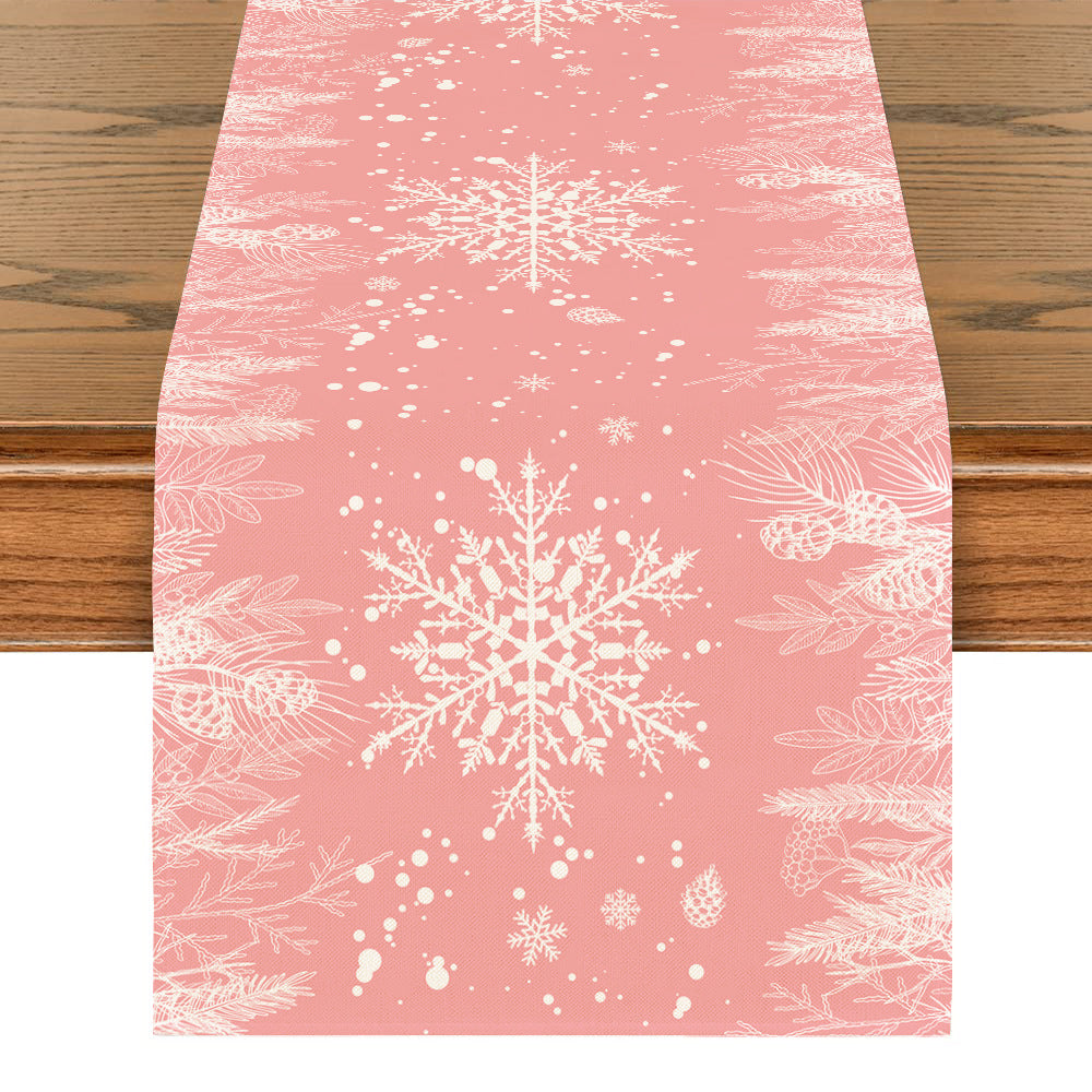 Christmas Table Runner - Snowflake & Tree Holiday Table Decoration