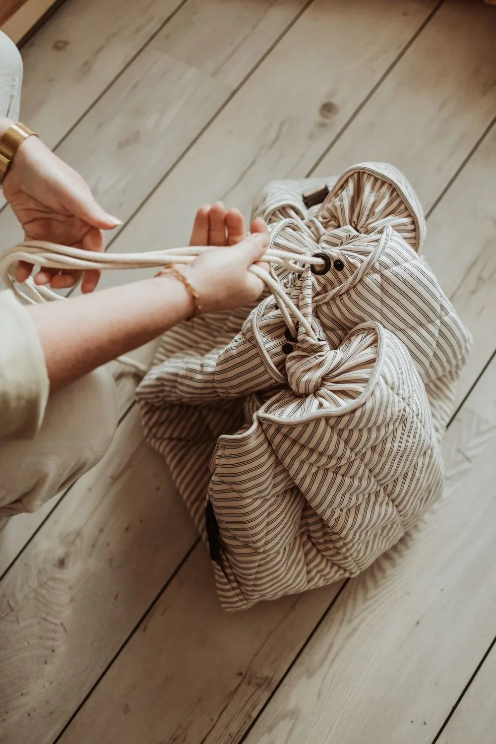 Organic Soft Babymat & Bag | Blue Stripes | play&go