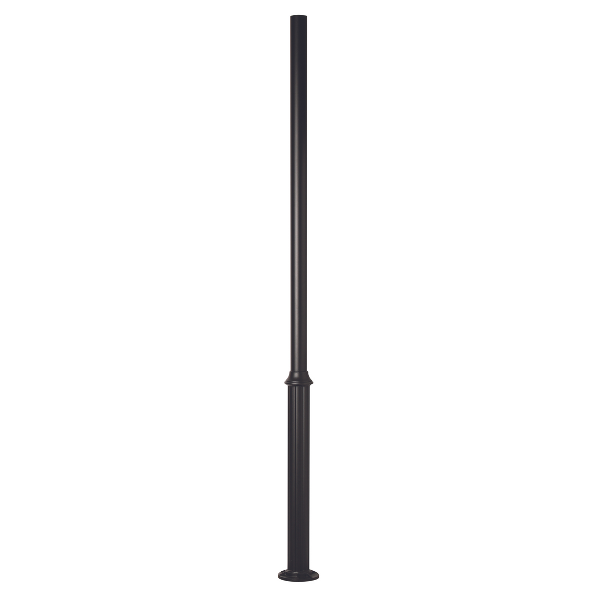 Poteau d'aluminium rond de 3'' base soudée cannelée avec boulons d'ancrage