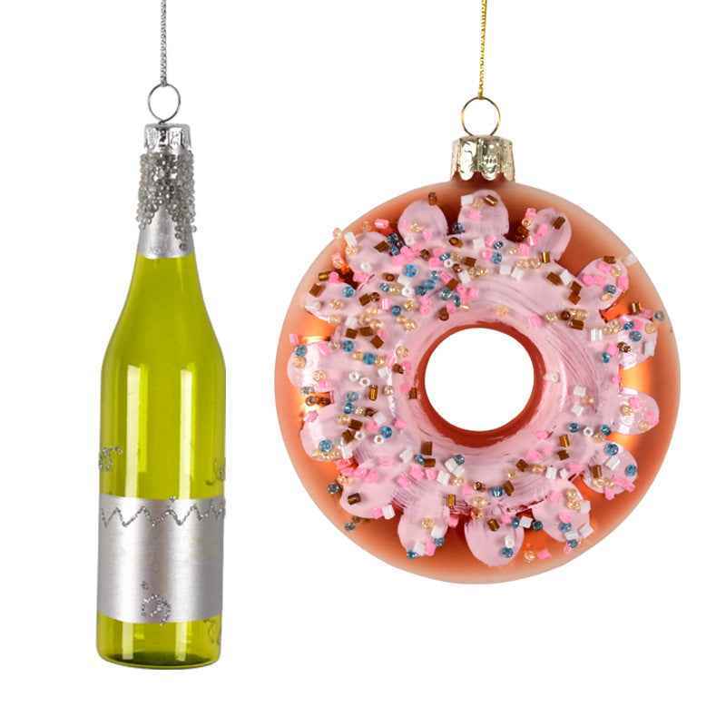 Donut & Wine Bottle Christmas Tree Pendant Ornaments – Hanging Decorations