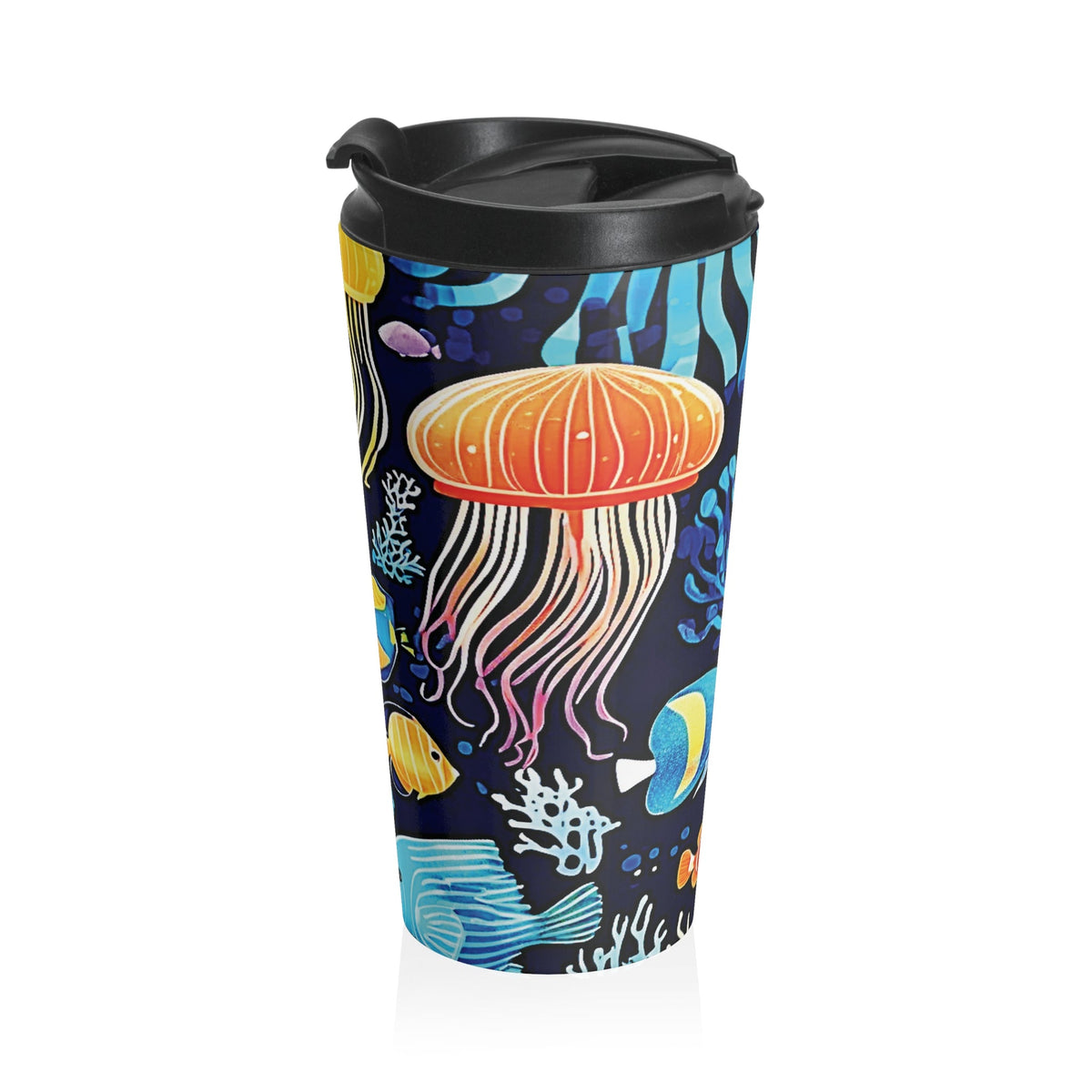 Ocean Jellyfish Travel Mug — Colorful Underwater Stainless Steel Tumbler