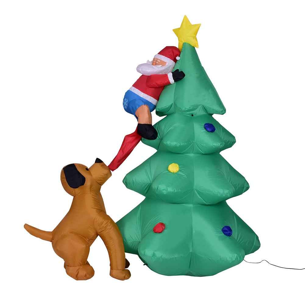 Inflatable Santa Climbing Christmas Tree Outdoor Yard Decoration – 1.8m Blow-Up Holiday Decor with Dog