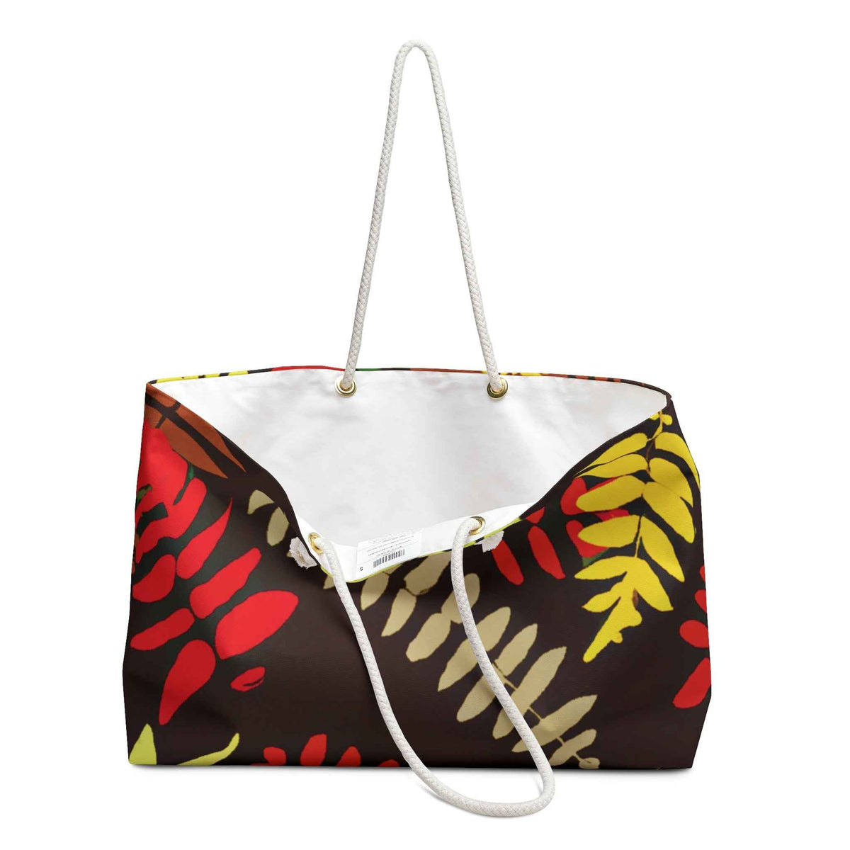 Autumn Fern Pattern Weekender Bag | Fall Leaf Large Tote Bag