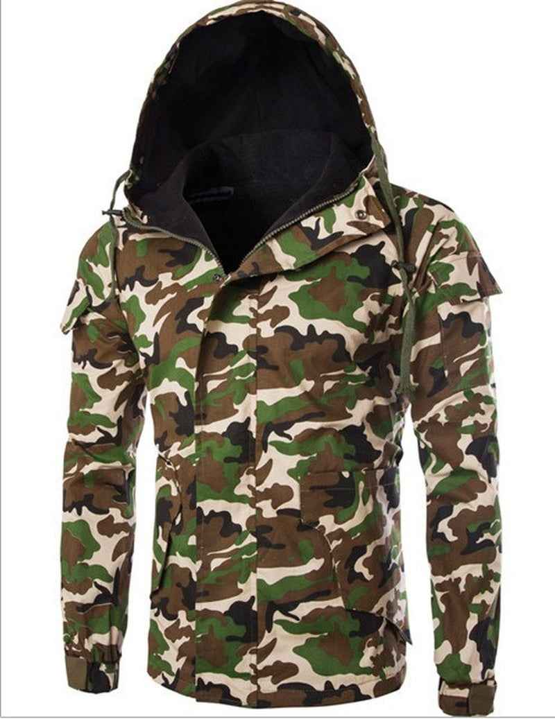 Military Camo Hoodie Jacket – Men's Lightweight British Fashion Outerwear