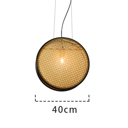 Rattan Pendant Chandelier – Handwoven Retro Bamboo Hanging Lamp for Restaurant, Dining Room & Living Room