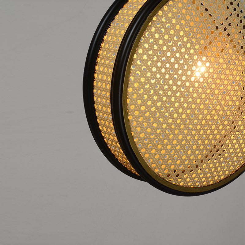 Rattan Pendant Chandelier – Handwoven Retro Bamboo Hanging Lamp for Restaurant, Dining Room & Living Room
