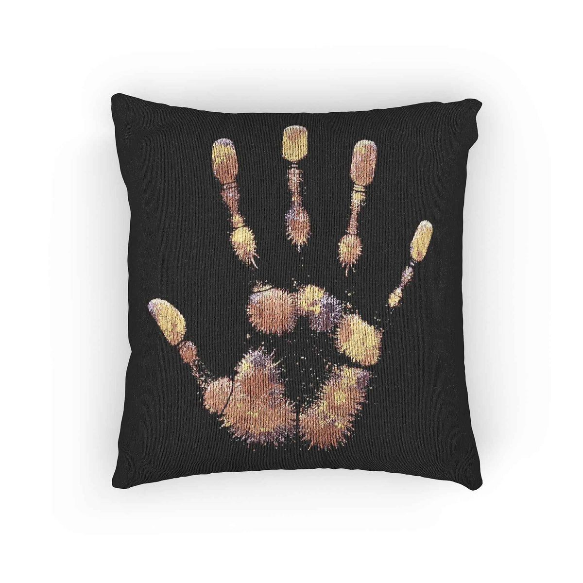 Metallic Handprint Woven Pillow | Boho Accent Throw Pillow