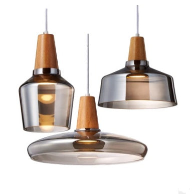 Modern Glass Pendant Light With Wood Accent